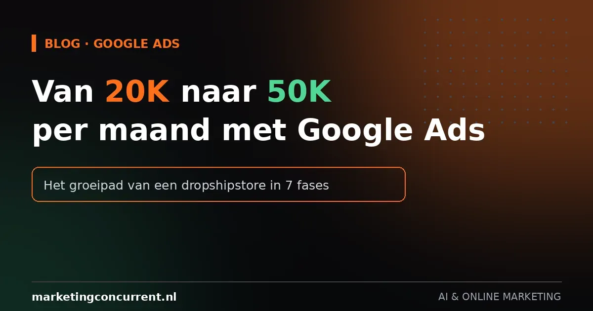 Groeipad van een dropshipstore in Google Ads van 20.000 naar 50.000 euro omzet per maand